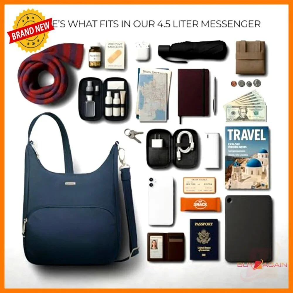 Anti-Theft Messenger Bag with RFID Blocking, Slash-Resistant Polyester